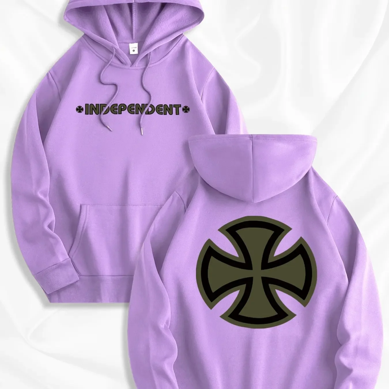 Men's new trendy hooded sweatshirt, casual daily drawstring hooded sports shirt with print, independent, front kangaroo pocket