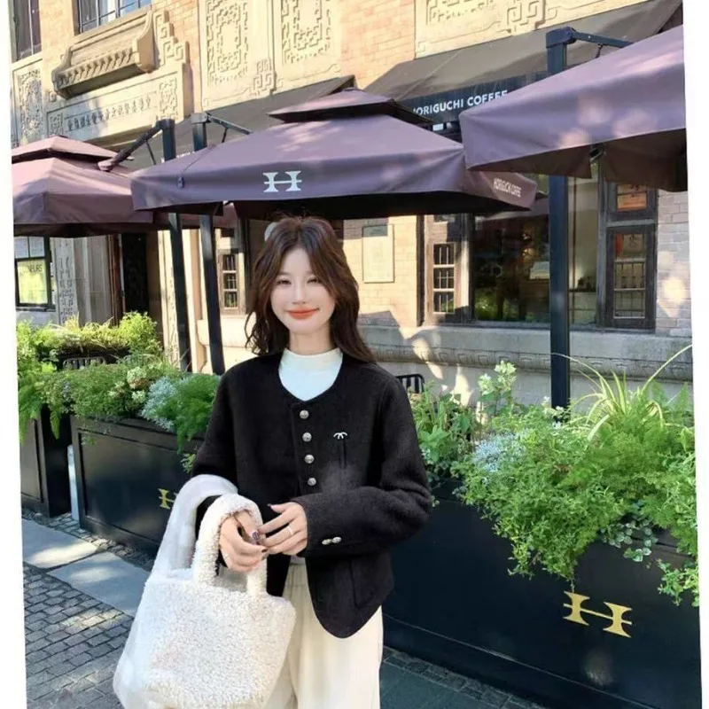 Spring Autumn Hot Selling Solid Color Wool Short Coat Small Fragrant Style Double Sided Woolen Coat Versatile Top Women