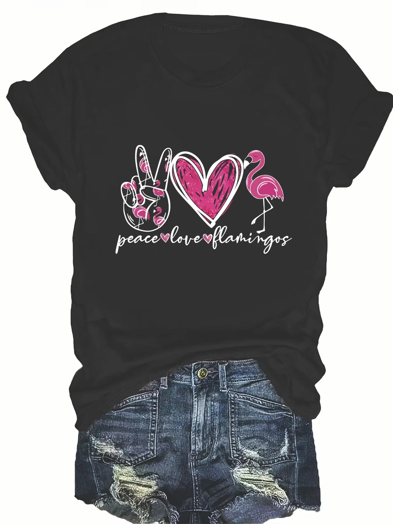 

Fashionable Ladies round Neck Short Sleeve T-Shirt with Letter Pattern Print Casual Comfortable Women's Top