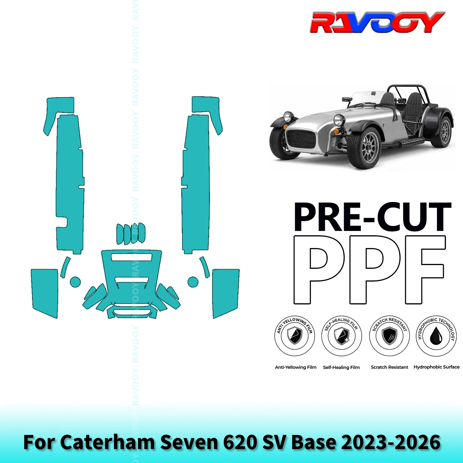 For Caterham Seven 620 SV Base 2023-2026 Full Front+Rockers Pre-Cut Paint Protection Film PPF Stone Chip Kit | Clear/Matte/Black