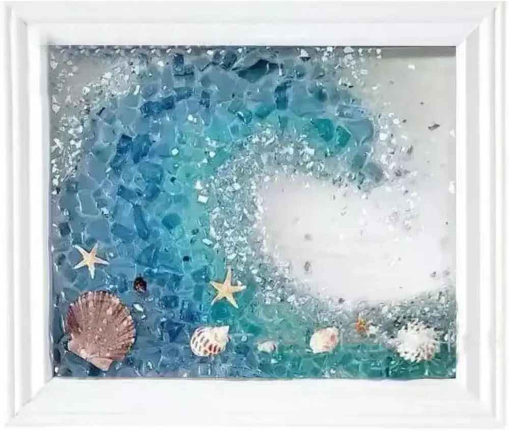 Sea Glass Art Kits Sea Glass Art Frame Diy Sea Glass Art & Craft Kit Sea Themed Resin Beach Art Kit Desktop Deco Adult Gifts