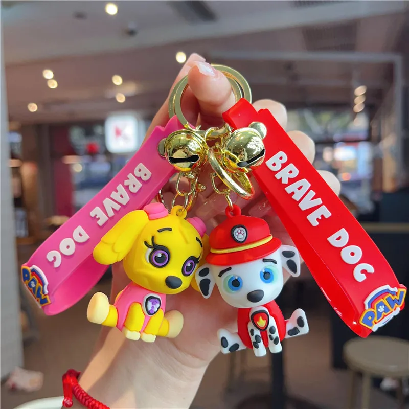 Paw Patrol Keychains Anime Marshall Skye Chase Rubble Keyring Paw Patrol Figure Bag Pendant Kid Birthday Gift