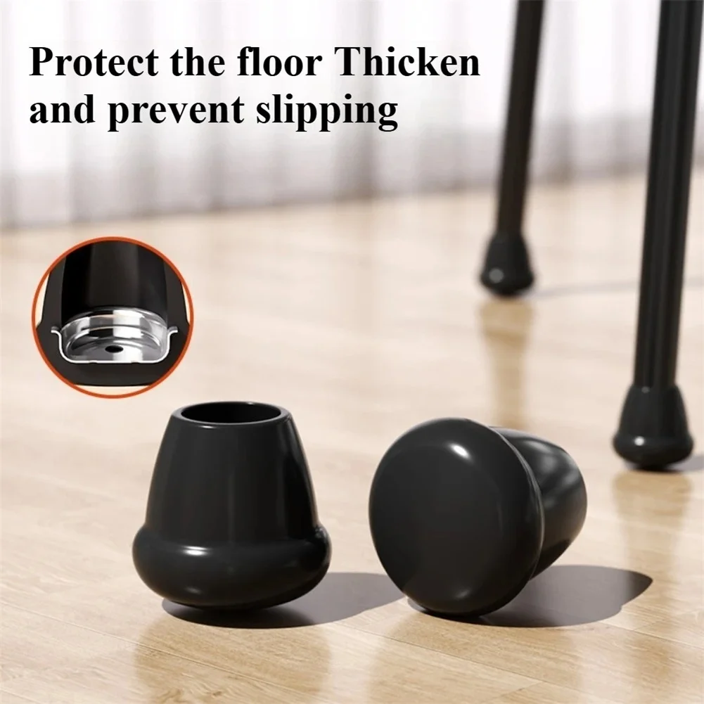 4pcs/set Silicone Chair Leg Anti Slip Covers With Iron Sheets For Table Chair Feet Cabinets Furniture Hardware Accessories