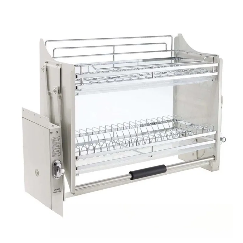 

Dish Rack Kitchen Hanging Cabinet Lift Basket Cabinet Damping Buffer Dish Storage Shelf Lift