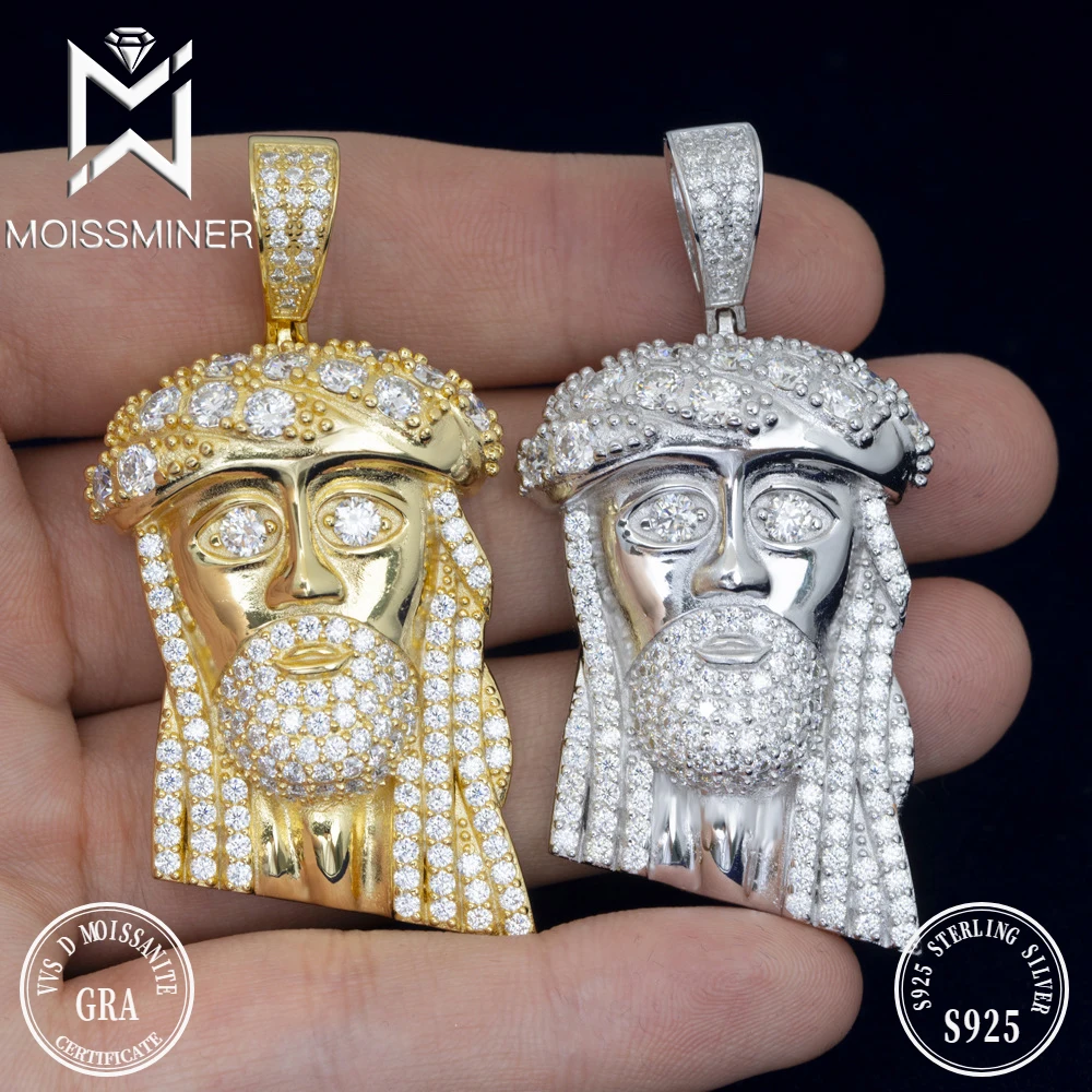 Moissanite Jesus Pendant Necklace For Men S925 Silver Real Diamond Iced Out Necklaces Women Jewelry Pass Tester With GRA