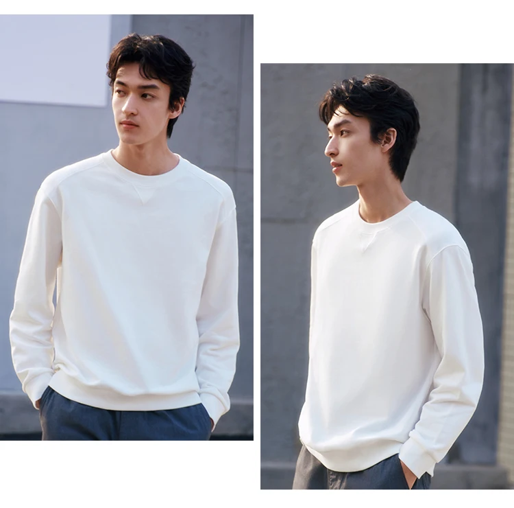 Semir Versatile Hoodie Men Spring Solid O Neck Long Sleeve Soft Comfortable Casual Basic Layer Daily Top