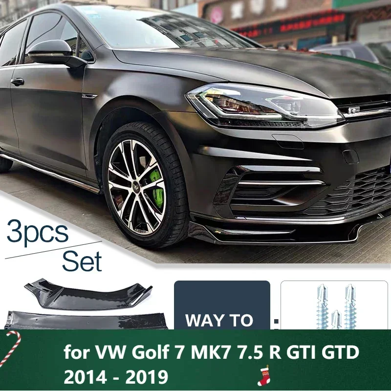 

Front Bumper Spoiler for VW Golf 7 MK7 7.5 R GTI GTD 2014 - 2019 Type ZS Body Kit Splitter Decorative Strip Shovel