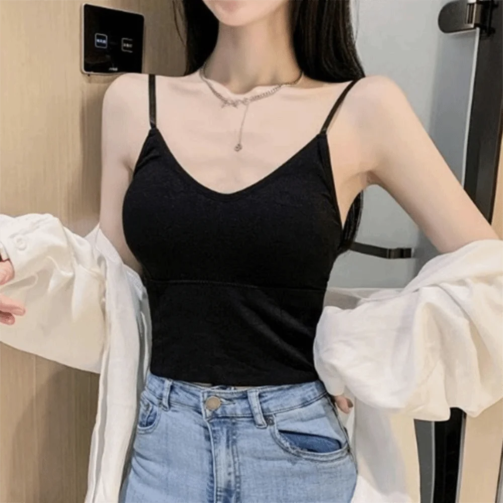 Casual with Bra Pads Summer Tank Tops Sleeveless Slim Cami Top Shirt Underwear Loose Fitted Tops for Women