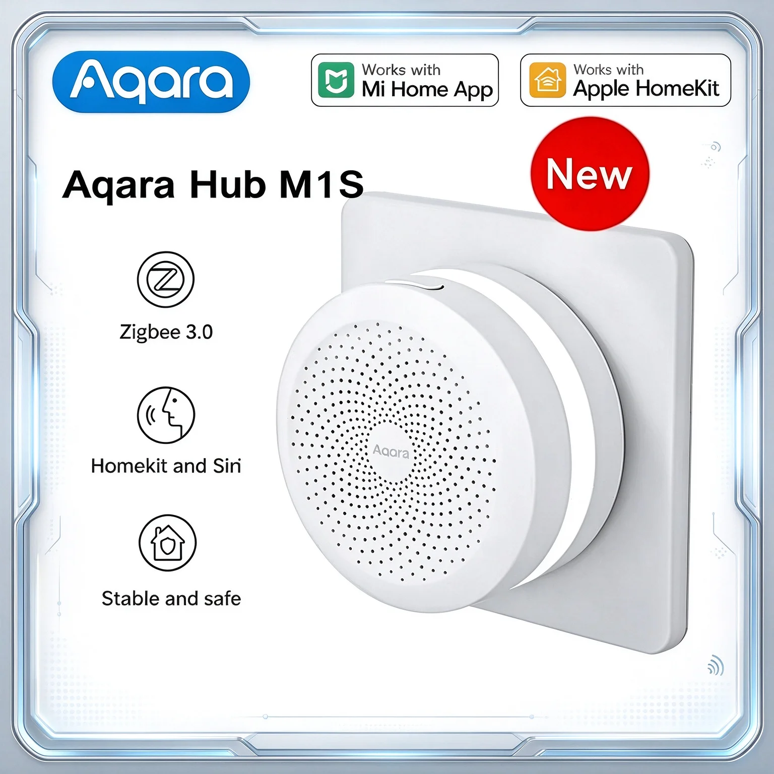 정품 Aqara 스마트 허브 M1S E1 게이트웨이, Zigbee 3.0, Wi-Fi, RGB LED, 야간 조명, 스피커, 원격 제어 기능, 샤오미 미 홈 및 홈킷 호환.