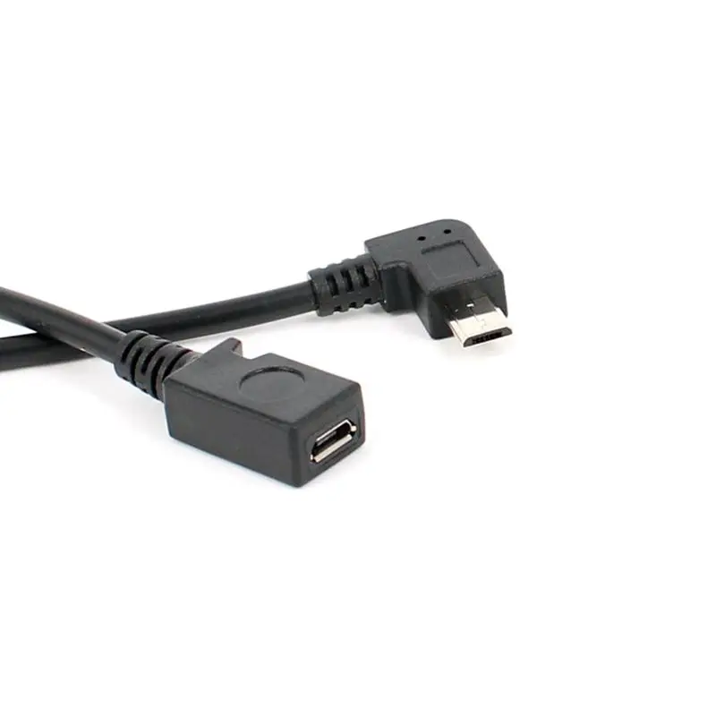 0.25m Micro USB 90 Degree Up, Down, Left, and Right Bend Male to Female Android Phone and Tablet Charging Data Extension Cable