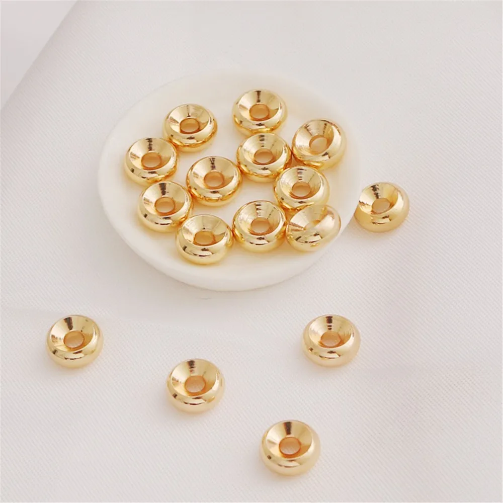 

14k Gold Wrapped Tire Wheel Beads 8mm Spacer Beaded Bracelet Necklace DIY Jewelry Accessories Loose Bead Gasket