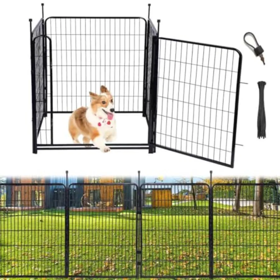 

Tall Garden FenceWide Gate Low Threshold Fence for Garden 36in H 4 Panels Total 8.9 Ft(L) Animal Barrier Fence Flower Be