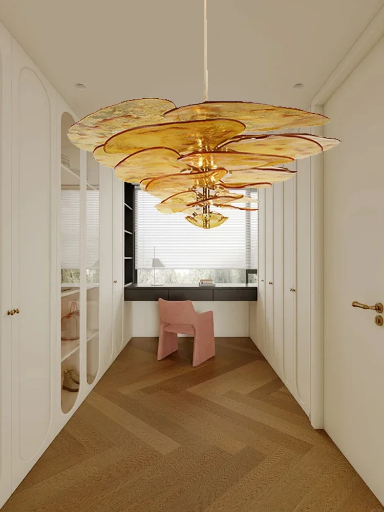 Nordic Lamps And Villa Living Room Retro Green Glass Large Chandeliers Amber Classic Pendant Light Dining Room Home Decoration