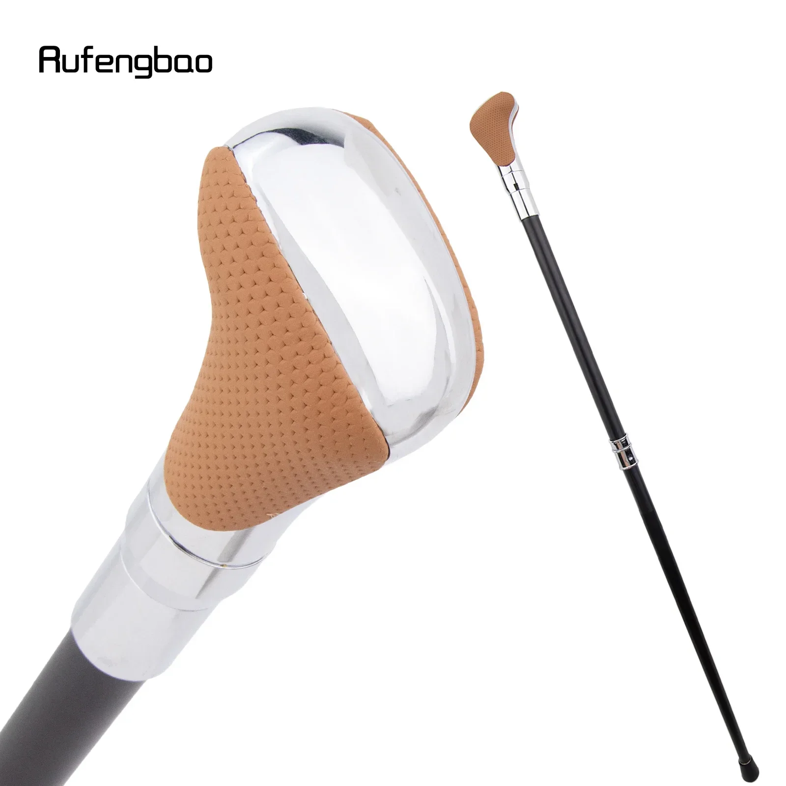 

Orange Leather Silver Walking Cane Fashion Decorative Walking Stick Gentleman Elegant Cosplay Cane Crosier 94cm