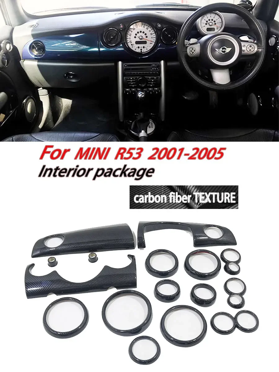 RHD&LHD For mini R53 carbon fiber patterned interior modification with Interior package door trim Central control  2001-06