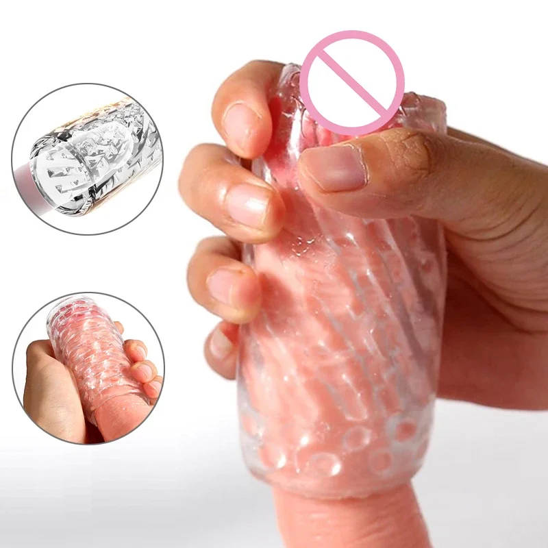 Transparent Male Masturbator Artificial Pussy Vaginal for Men Glans Sucking Penis Pump Spikes Exerciser Sex Toys Ghost Exerciser