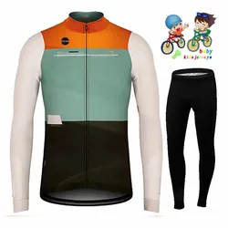 KBORA-Children's Breathable Cycling Jersey, Quick Dry, Long Sleeve, Bicycle Clothes for Boys, Autumn