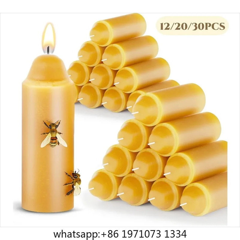 12-30PCS Beeswax Candles Emergency Candles Handmade   Smokeless for Outdoor Table Dinner Decor