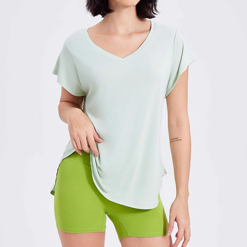 

Women Yoga T-Shirt Summer Short Sleeve Gym Running Top Loose Breathable Workout Blouse Female Sportswear Fitness Clothes