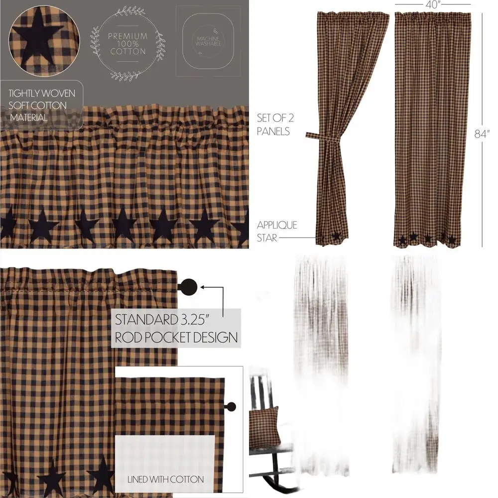 

Темно-синие шторы с аппликацией в виде звезд королевского размера, карманом для удочки и завязками, пара