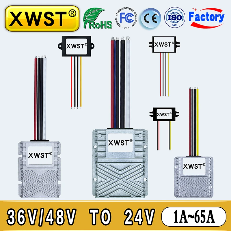 

XWST DC DC Step Down Converter 36V 48V to 24V 1~65A Waterproof Voltage Regulator 30-60V to 24VDC Buck Car Power Supply