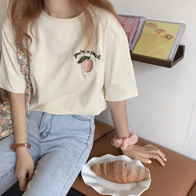 

Clothes For Woman T-shirt Femal Fashion Casual Sweet Spring Summer Loose and Thin Korean Style All-match Bottoming Shirt Top