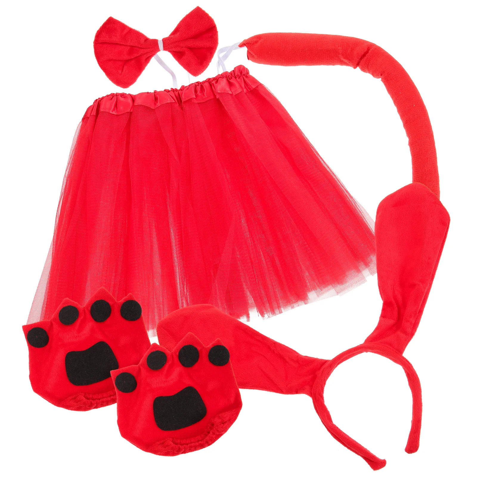 

1 set Dachshund Dog Headband Set Red Durable Puppy Shaped Lightweight Performance Party Cosplay Animal Costume Skirt Accessories