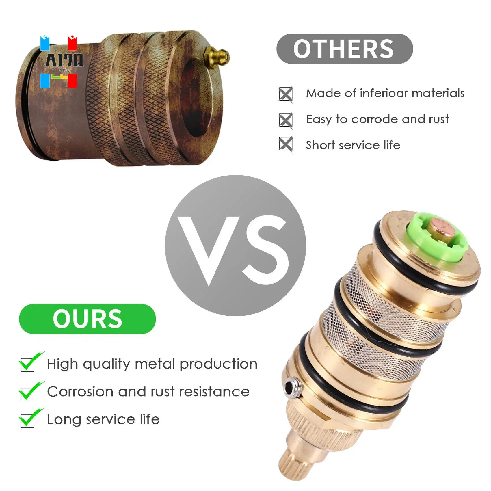 

A19Q-Brass Bath Shower Thermostatic Cartridge&Handle For Mixing Valve Mixer Shower Bar Mixer Tap Shower Mixing Valve Cartridge