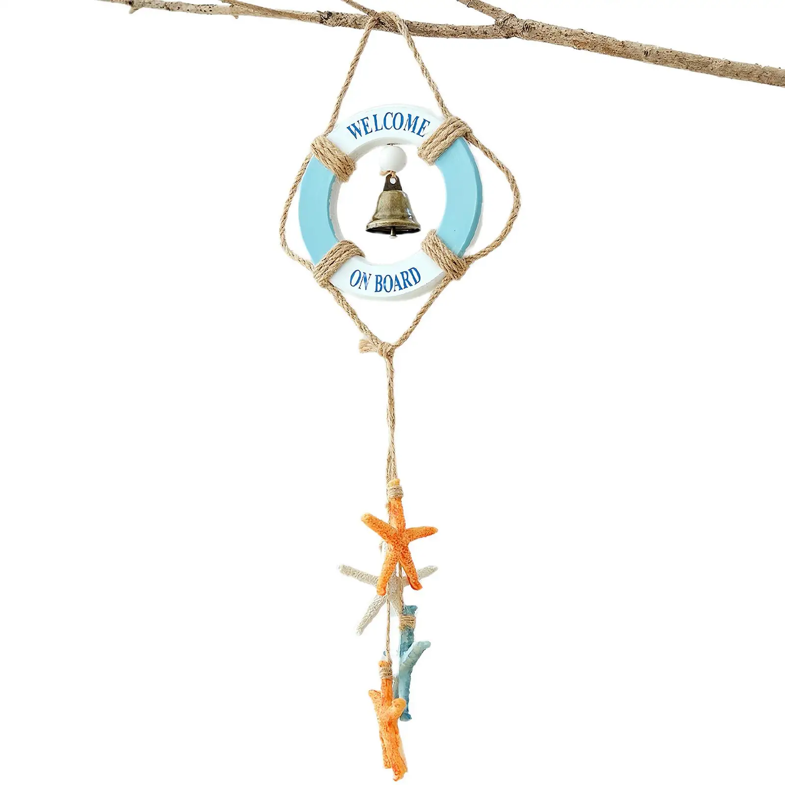 Nautical Decor Hangable Life Ring Wall Ornaments With Rope And Bell Coastal Decor For Bedroom Entryway Restaurant Cafe Hotel