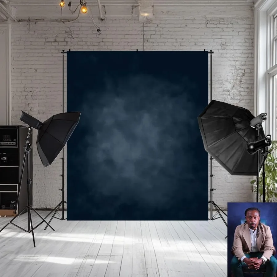 

Kate 5x7ft Dark Blue Abstract Backdrops Microfiber Dark Blue Portrait Background for Photoshoot for Photography