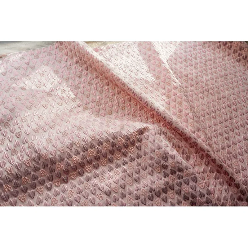 Heart Embossed Bubble Pink Fabric Spring and Summer Women\'s Tutu Skirt Dress Sweet Decorative Fabric