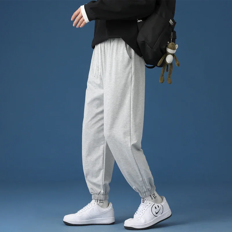 Trendy Sweatpants Loose Casual Sprot Pants  Student Tie-pants Nine-point Jogger Pants Trousers