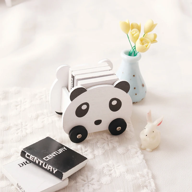 1:12 Dollhouse Miniature Panda Trolley Giraffe Storage Rack Model Furniture Decor Toy Doll House Accessories