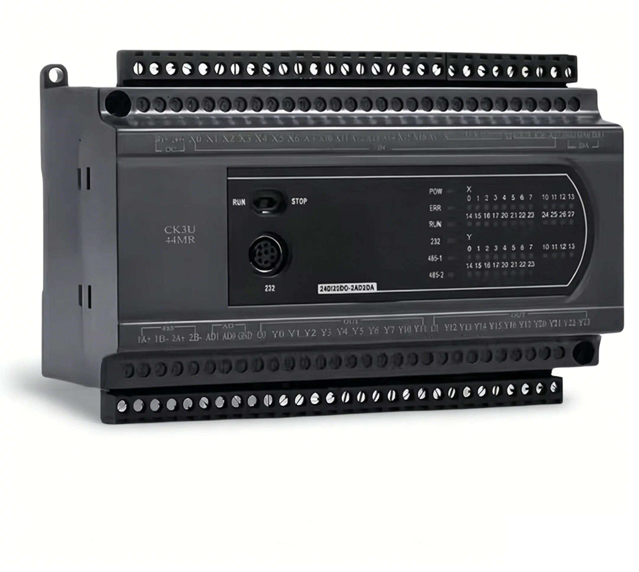 FX3U CK3U 44MR 44MT  24DI 20DO 2AD 2DA RS485 RS232 (MT Y0Y1 200K  Y2-Y5 50K) RTC