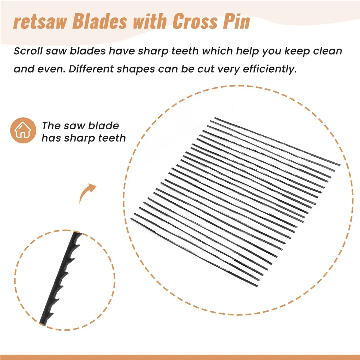 MALL Scroll Saw Blades Plain End 5 Inch 24PCS 12 TPI Regular Tooth for Woodworking DIY