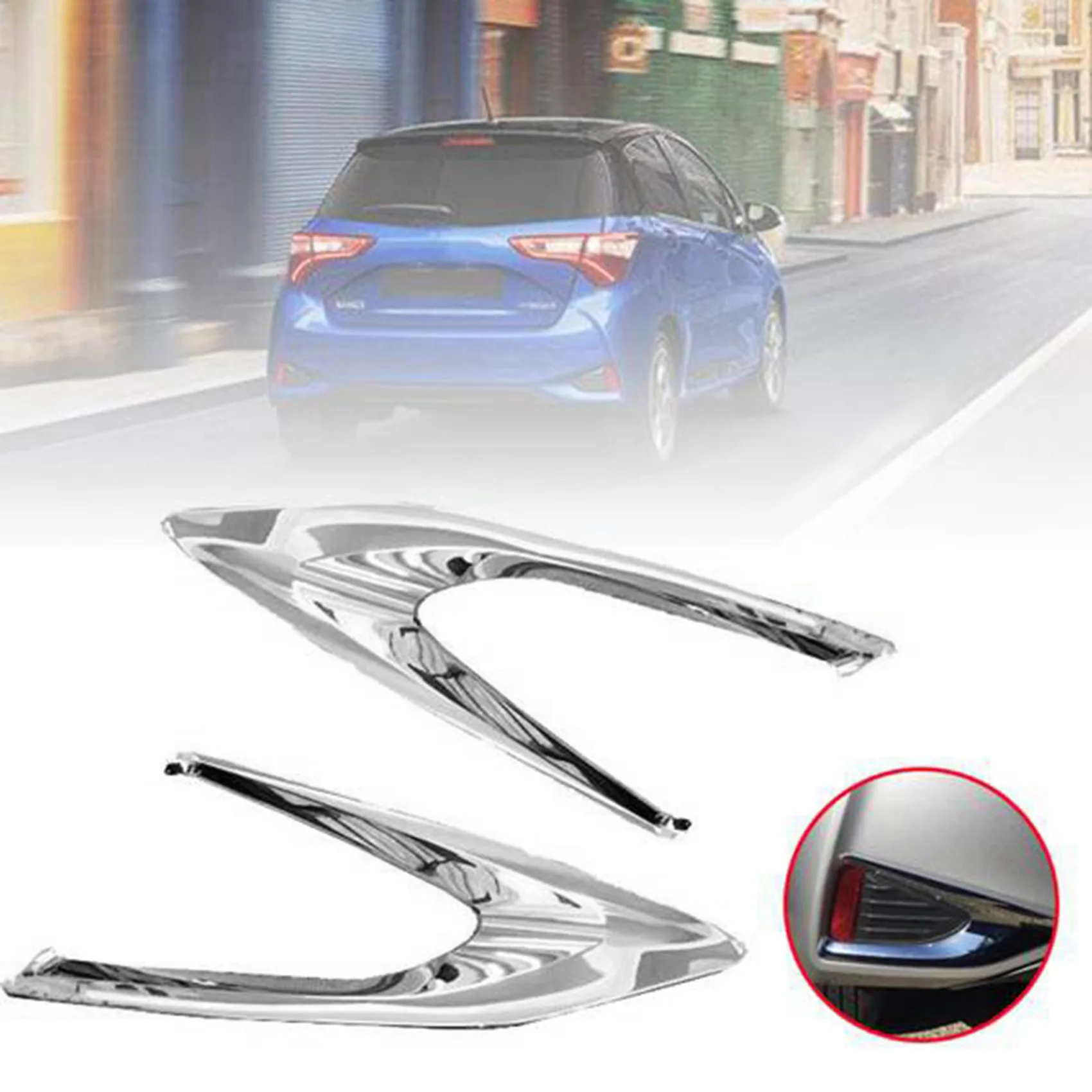 Car Rear Fog Lamp Cover Trim Tail Fog Lights Decoration Cover for Toyota YARIS/VITZ 2018-2019