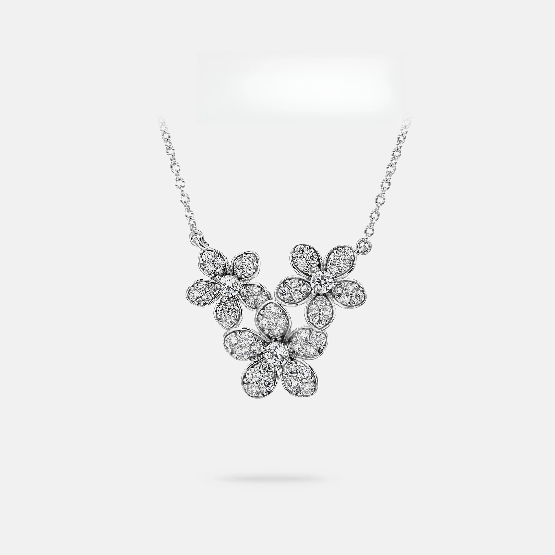 New Full Diamond Three Flower S925 Silver Necklace Women's Accessories High Carbon Diamond Wedding Jewelry
