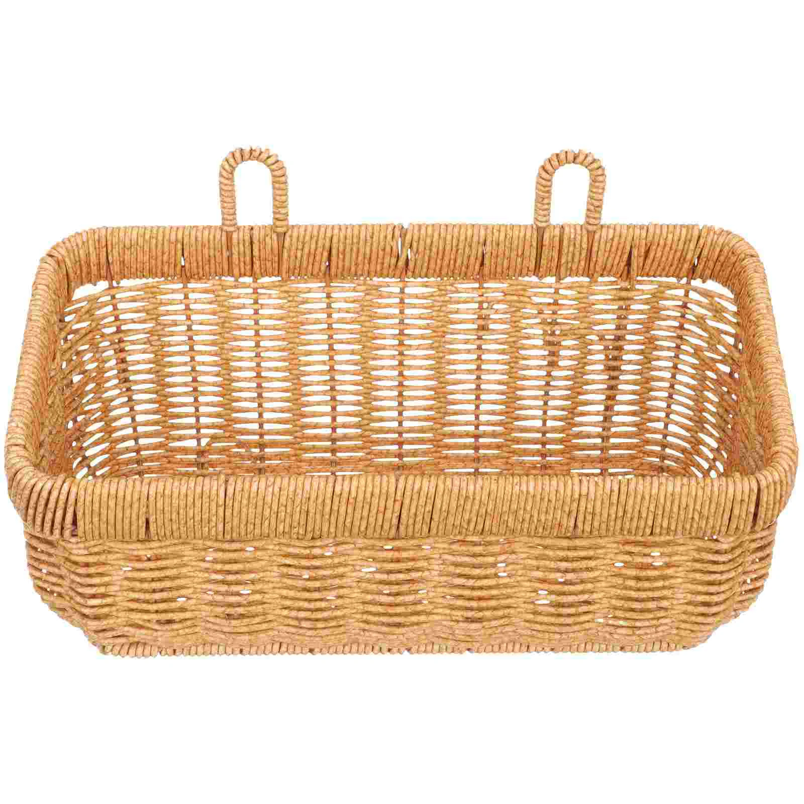 

Large Brown Woven Wall Hanging Storage Basket for Ginger Garlic Fruit Vegetable Bread Kitchen ganizer Rustic Style for Home