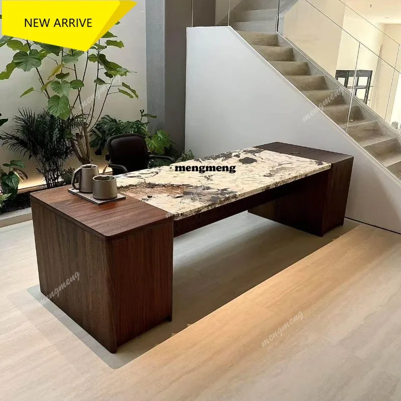 

Элитный чайный стол M138 из мрамора и массива дерева, дизайнерский офисный стол из сланца, высококачественный чайный стол.