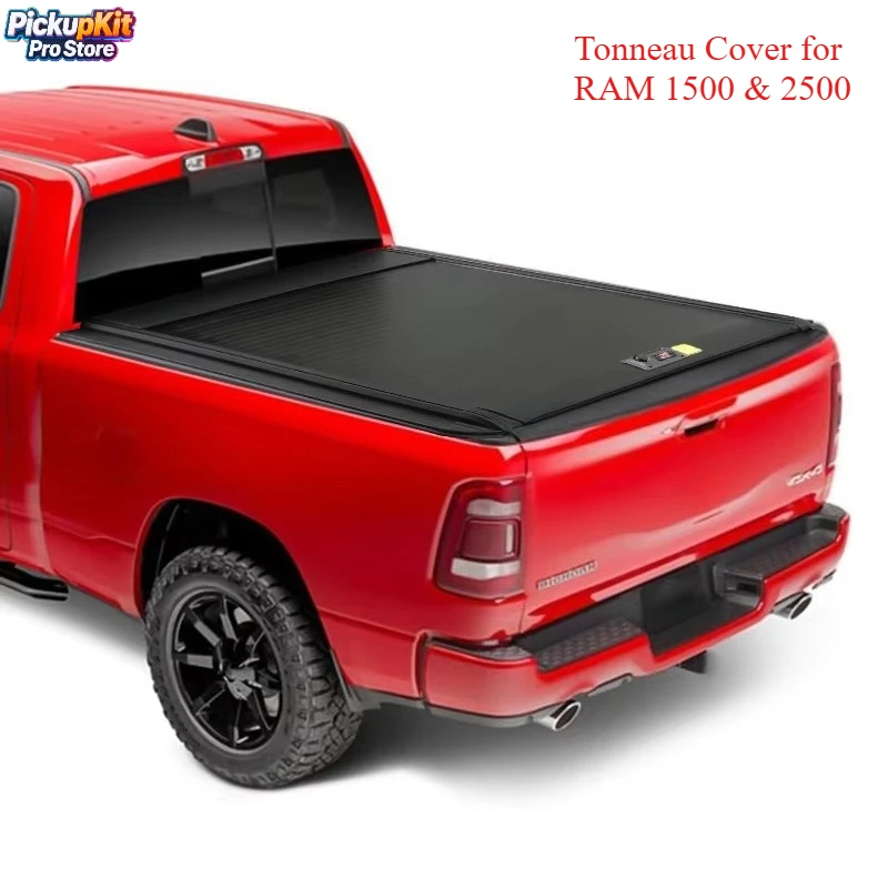 

Retractable Aluminum Tonneau Cover for RAM 1500 & 2500 Pickup Trucks F150 Hard Folding Shutter Tonneau Lid Bed Cover