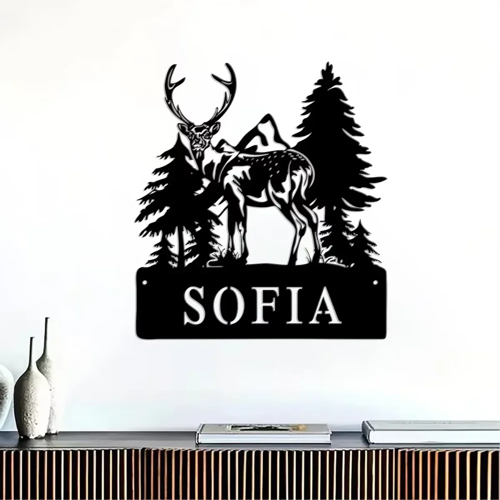 Exquisitely Customized Personalized Sika Deer Home Number Metal Sign for Hunting Enthusiasts as Outdoor Wildlife Address Marker