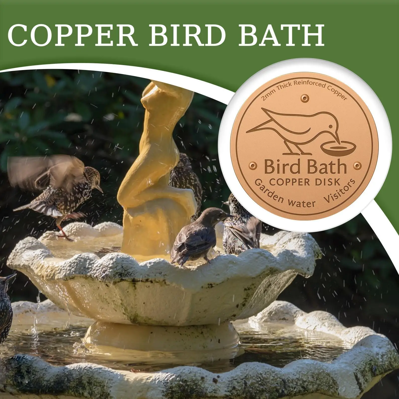 Water Fountain Disk For Bird Bath Copper Cleaning Disk Feeder Accessories Triple-Point Support Purifier Plate For Patio Fountain