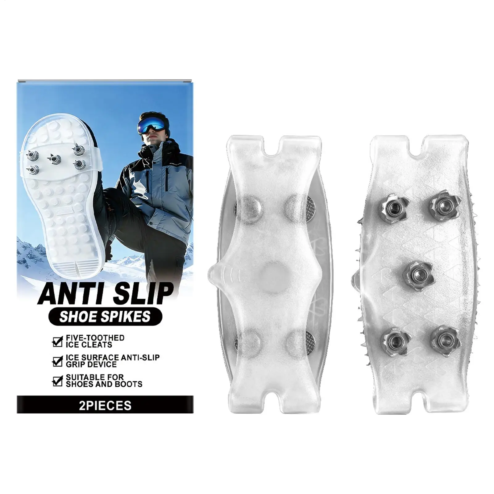 5 Stahlstollen-Steigeisen: Rutschfeste Eis- und Schneegreifer für Schuhe – Winter-Eis- und Schneepickel zum Überziehen