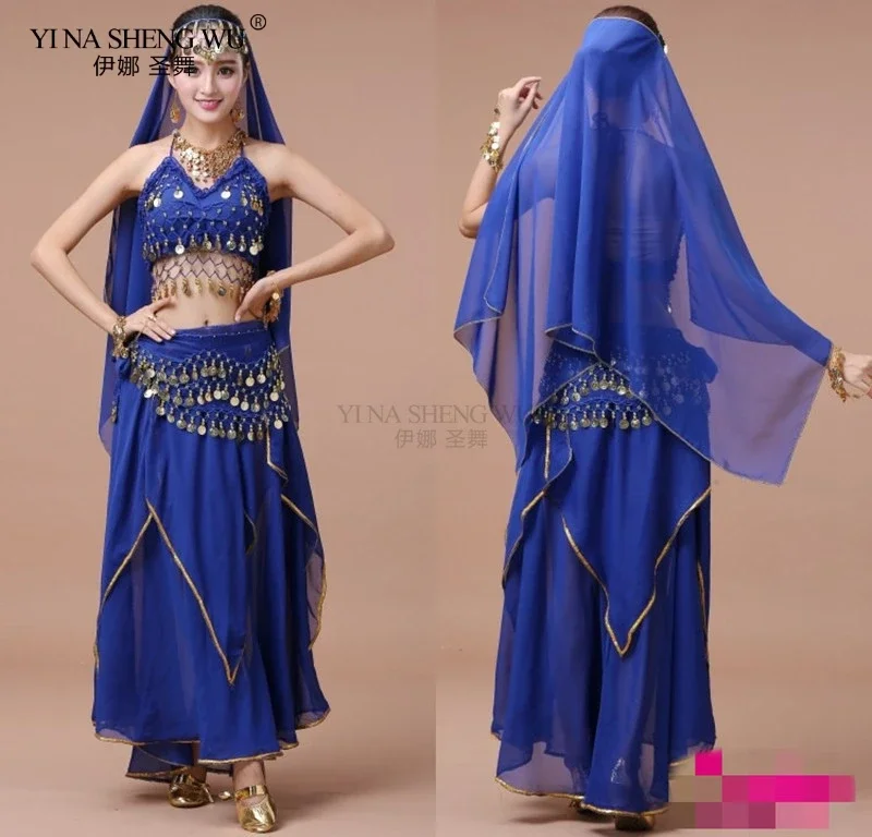 Neue Erwachsene Indische Bauchtanz Kostüm Sets Ägyption Ägypten Bauchtanz Kostüm Bollywood Kleidung Bauchtanz Rock 7 teile/satz