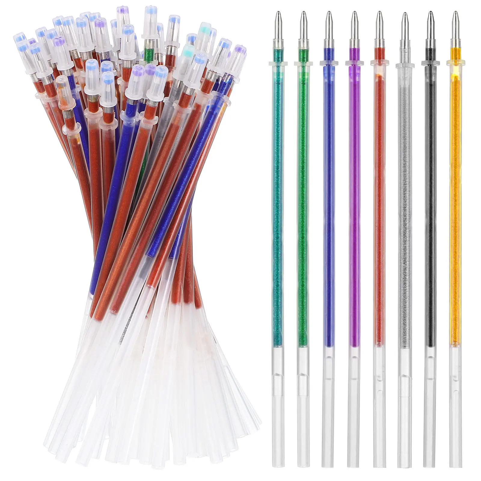 50Pcs Flash Gel Pen Refills Creative Ink Refills Easy Operation Beautiful Handwriting Portable Lightweight Student Stationery