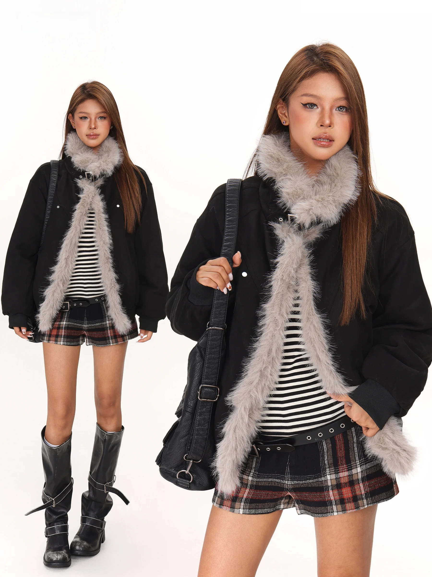 

Женское зимнее теплое пальто Bla Fce из хлопка с подкладкой, свободного кроя, в корейском стиле, утолщенное, с длинными рукавами