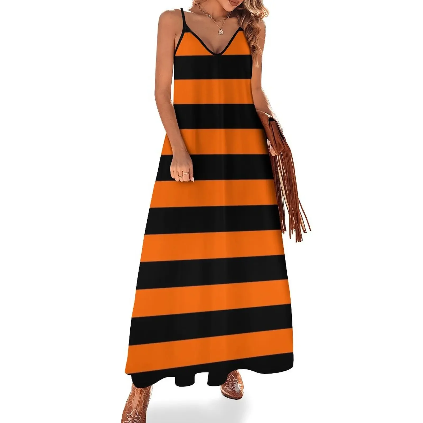 

Black and Orange Sleeveless Dress summer dresses for women 2025 dresses for womens elegant women's dresses for wedding Dress