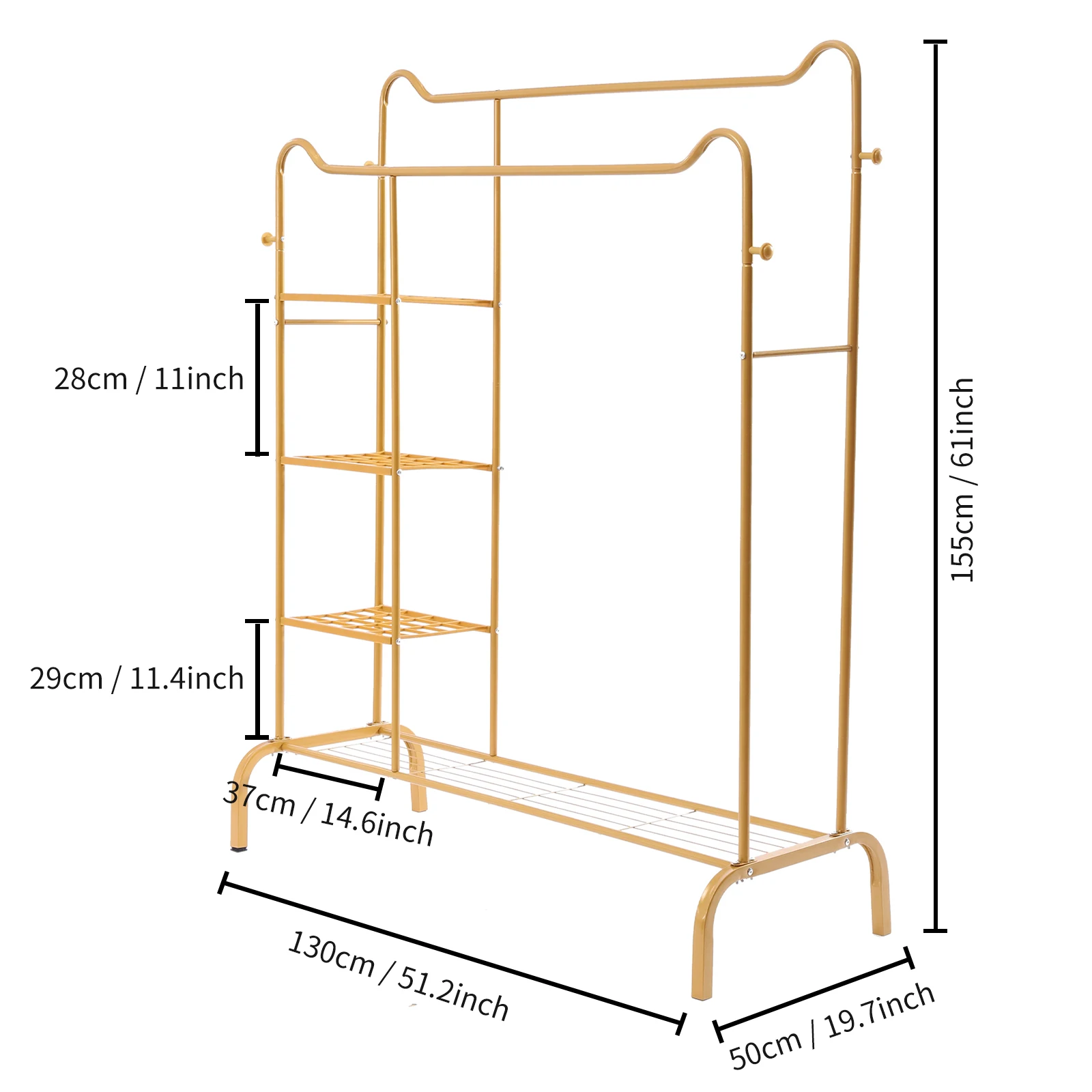 Clothing Rack Wedding Dress Display Rack Free Standing Clothes Storage Shelf Garment Rack Load 150lbs for Home Retail Store