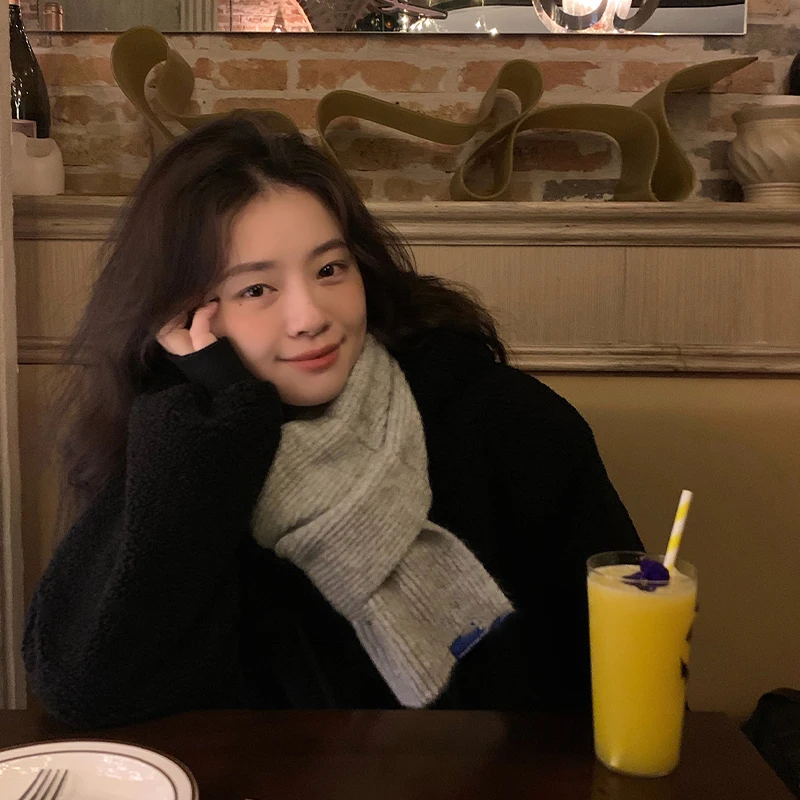 

【A-Nice】Короткий шарф через плечо для женщин, зимний теплый шерстяной вязаный шарф, студенческий корейский стиль, универсальный стиль для пар