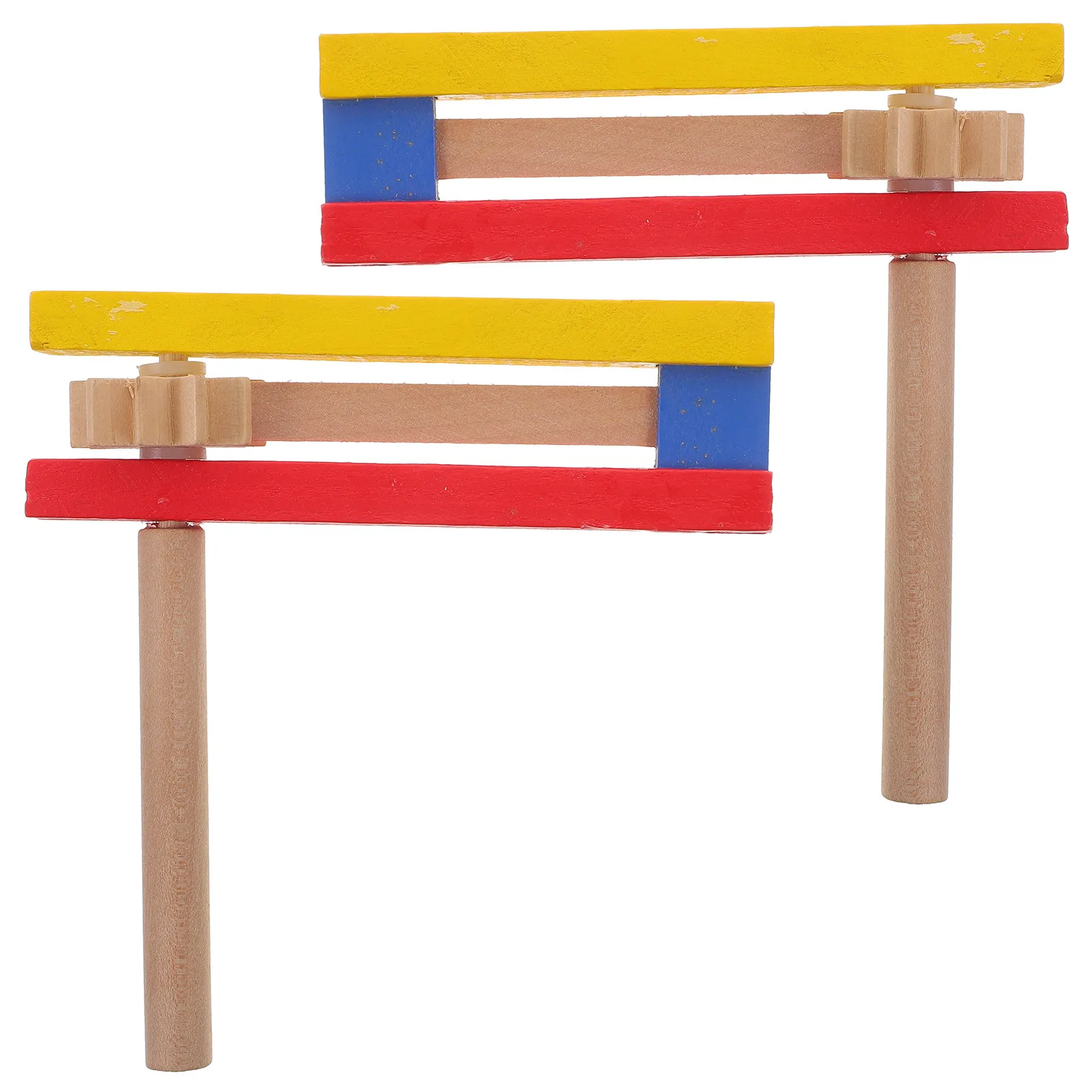 2Pcs Kids Percussion Instrument Wooden Castanet Long Handle Self-Rotating Clapper Educational Musical Tool for Kindergarten